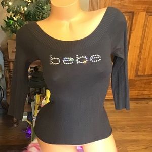 Bebe rhinestone logo sweater M *Flaw*